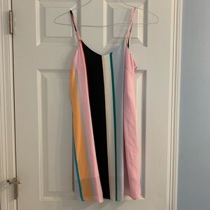 Multicolored Striped Spaghetti Strap Shift Dress